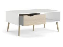 Dmora Mesa de centro Dvannin, Mesa de centro baixa, Porta-revistas para sofá, Estante de sala, 99x60 h43 cm, e Carvalho^ Mesa De Centro