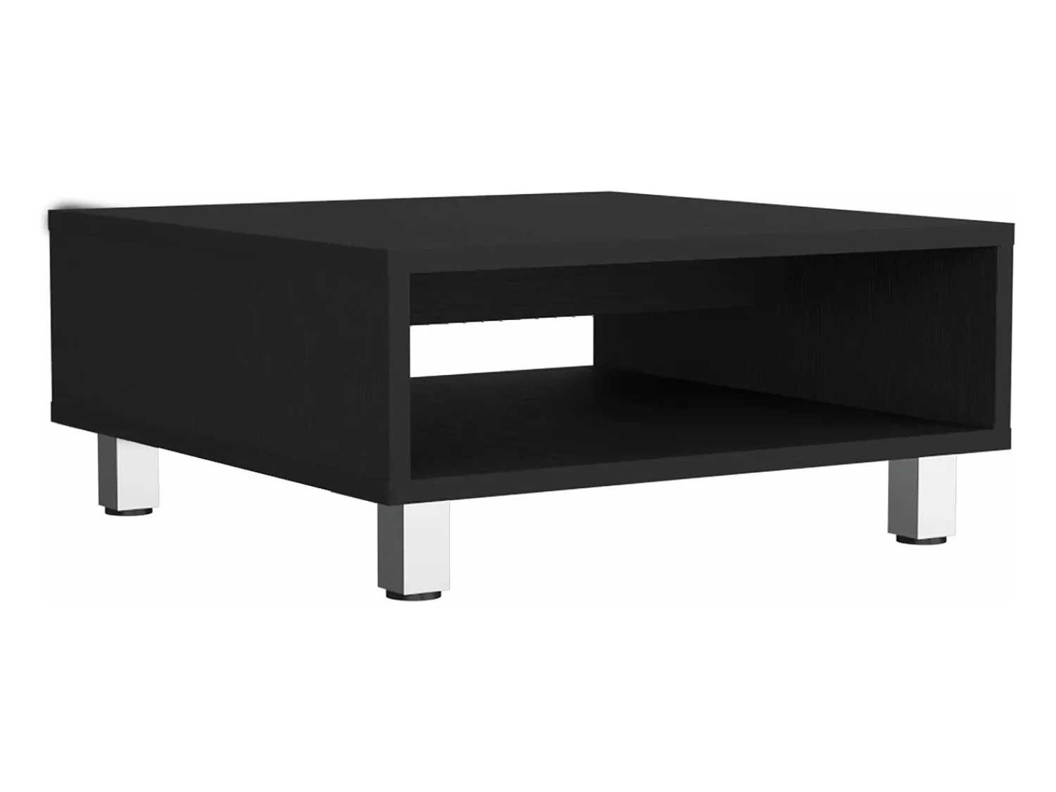 TuHome Mesa de centro Eclipse em melamina com prateleiras inferiores e 4 pés , , 26.9 cm X 60 cm X 60 cm^ Mesa De Centro