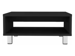 TuHome Mesa de centro Eclipse em melamina com prateleiras inferiores e 4 pés , , 26.9 cm X 60 cm X 60 cm^ Mesa De Centro