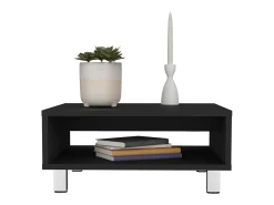 TuHome Mesa de centro Eclipse em melamina com prateleiras inferiores e 4 pés , , 26.9 cm X 60 cm X 60 cm^ Mesa De Centro