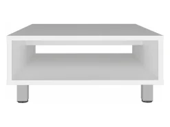 Discount TuHome Mesa de centro Eclipse em melamina com prateleiras inferiores e 4 pés, branca, 26.9 cm X 60 cm X 60 cm Branco