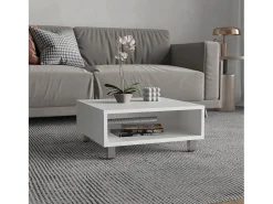 Discount TuHome Mesa de centro Eclipse em melamina com prateleiras inferiores e 4 pés, branca, 26.9 cm X 60 cm X 60 cm Branco