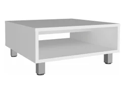 Discount TuHome Mesa de centro Eclipse em melamina com prateleiras inferiores e 4 pés, branca, 26.9 cm X 60 cm X 60 cm Branco