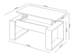 Saldosystocks Mesa de Centro Elevatoria Urban, 105x55cm^ Mesa De Apoio