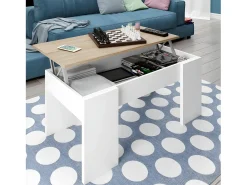 Clearance Saldosystocks Mesa de Centro Elevatoria Elise, e Carvalho 90x50cm Branco