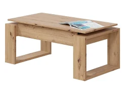 Mesa De Centro*Calicosy Mesa de centro elevatória Nova, carvalho Nodi, branco Artik, estilo nórdico Natural claro