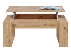 Mesa De Centro*Calicosy Mesa de centro elevatória Nova, carvalho Nodi, branco Artik, estilo nórdico Natural claro