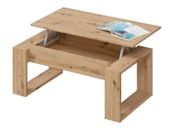Mesa De Centro*Calicosy Mesa de centro elevatória Nova, carvalho Nodi, branco Artik, estilo nórdico Natural claro