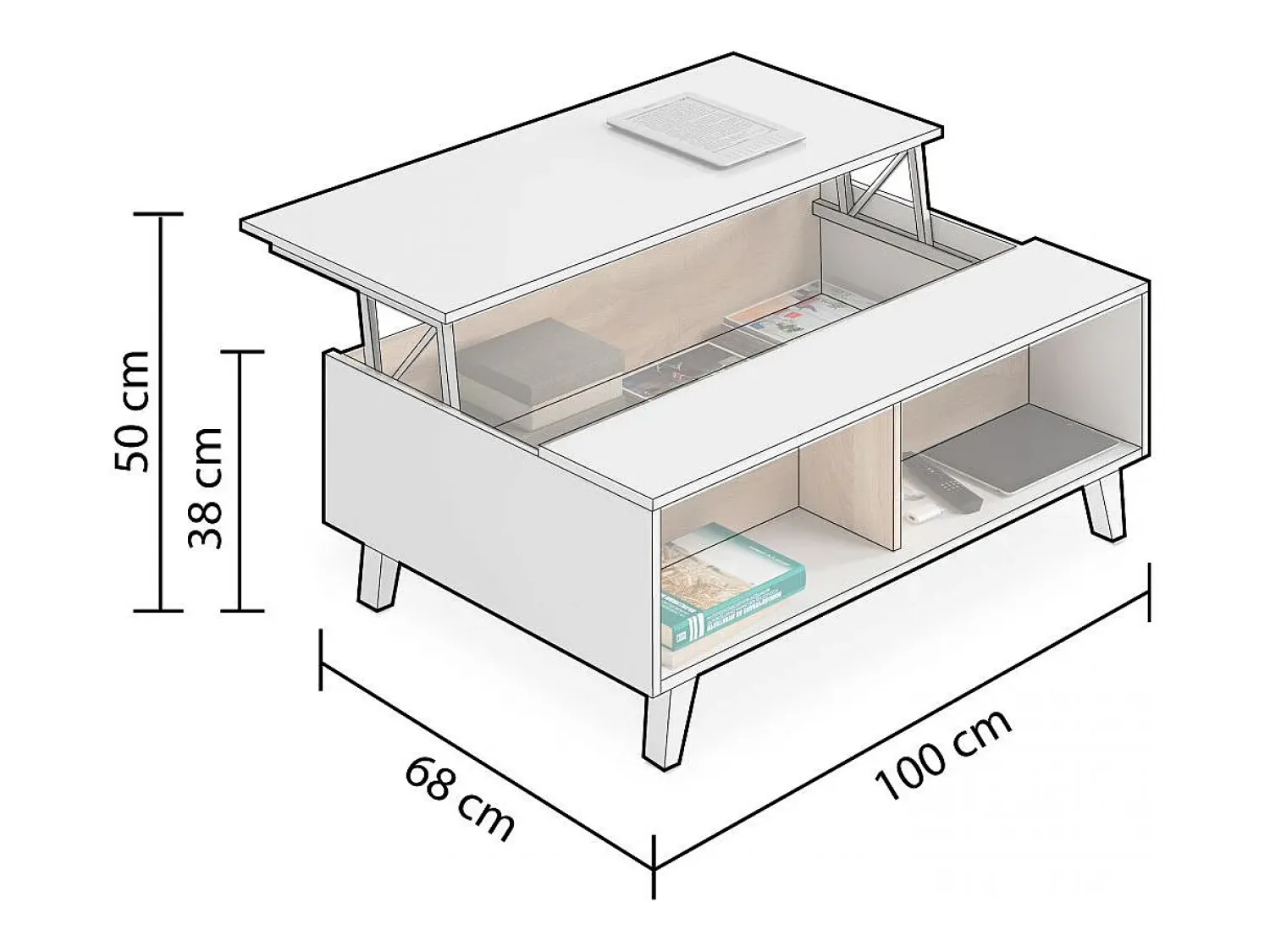 Mesa De Centro|duehome Mesa de centro elevatória Niva Castanho