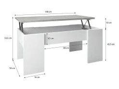 Mesa De Centro|duehome Mesa de centro elevatória Vita Cinzento / Branco