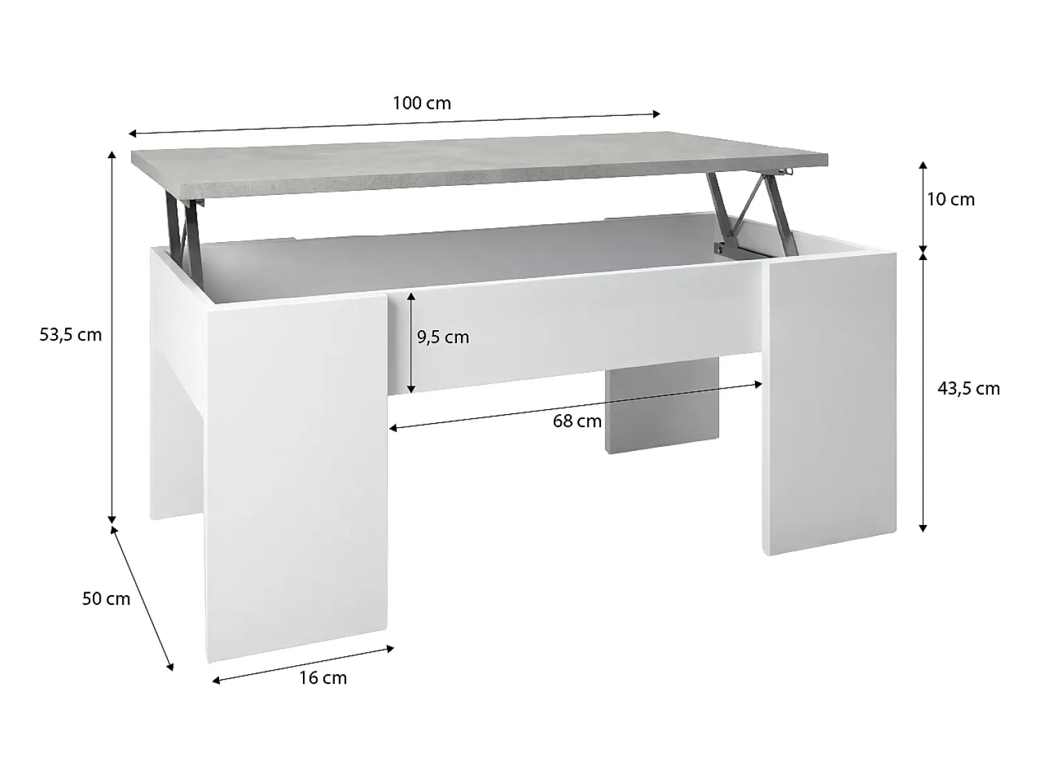 Mesa De Centro|duehome Mesa de centro elevatória Vita Cinzento / Branco