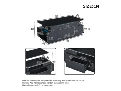 Mesa De Centro*Merax Mesa de centro elevatória - 96 x 45 x 40 cm - com arrumação oculta + 1 gaveta + LEDs - aglomerado - Preto