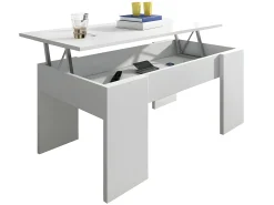 Best Saldosystocks Mesa de centro elevatória Elise branca, sua combinação de funcionalidade e design ideal para sua casa Branco