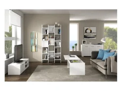 Loungitude Mesa de centro elevatória branca brilhante 50x100x43 cm sala de estar sala de jantar^ Mesa De Centro