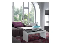 Loungitude Mesa de centro elevatória branca brilhante 50x100x43 cm sala de estar sala de jantar^ Mesa De Centro