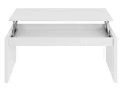 Loungitude Mesa de centro elevatória branca brilhante 50x100x43 cm sala de estar sala de jantar^ Mesa De Centro