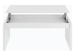 Loungitude Mesa de centro elevatória branca brilhante 50x100x43 cm sala de estar sala de jantar^ Mesa De Centro