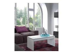 Loungitude Mesa de centro elevatória branca brilhante 50x100x43 cm sala de estar sala de jantar^ Mesa De Centro