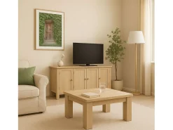 Mesa De Centro* Mesa de centro elevatória básica em melamina de carvalho natural 100x50 cm Castanho