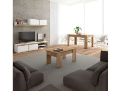 Mesa De Centro* Mesa de centro elevatória básica em melamina de carvalho natural 100x50 cm Castanho