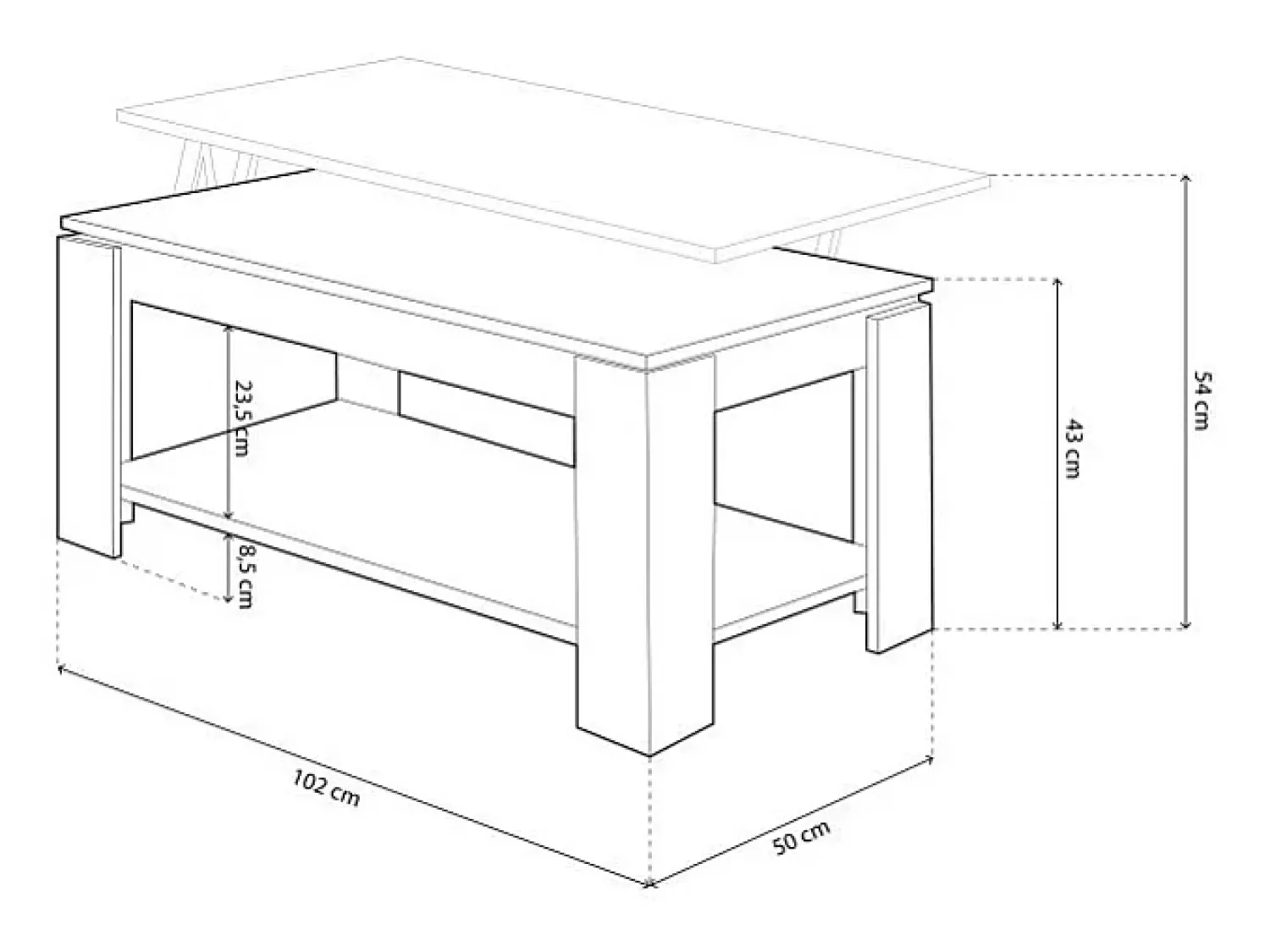 Mesa De Centro|duehome Mesa de centro elevatória Lya Cinzento