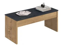Mesa De Centro| Mesa de centro elevatória moderna em mármore de carvalho para sala de estar, sala de jantar, 47-58x100x50cm Castanho