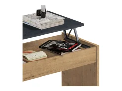 Mesa De Centro| Mesa de centro elevatória moderna em mármore de carvalho para sala de estar, sala de jantar, 47-58x100x50cm Castanho