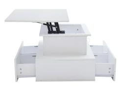 Hauss Spole Mesa de centro elevatória 90x55x41-54cm com 4 gavetas, corpo lacado , LED incluído^ Mesa De Centro