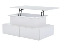 Hauss Spole Mesa de centro elevatória 90x55x41-54cm com 4 gavetas, corpo lacado , LED incluído^ Mesa De Centro