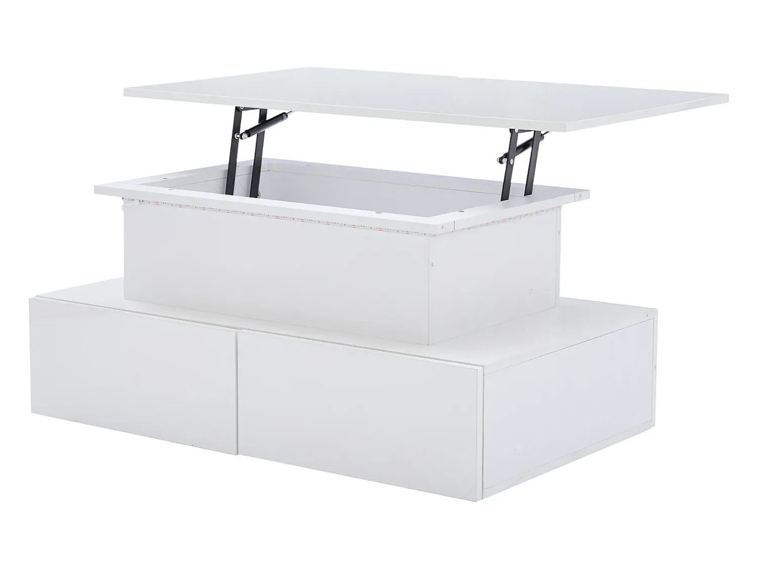Hauss Spole Mesa de centro elevatória 90x55x41-54cm com 4 gavetas, corpo lacado , LED incluído^ Mesa De Centro