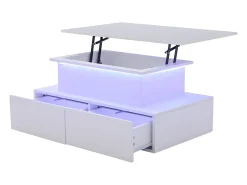 Hauss Spole Mesa de centro elevatória 90x55x41-54cm com 4 gavetas, corpo lacado , LED incluído^ Mesa De Centro