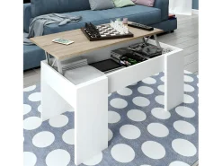 Mesa De Centro|Loungitude Mesa de centro elevatória carvalho canadense Artik 43x102x50cm Branco