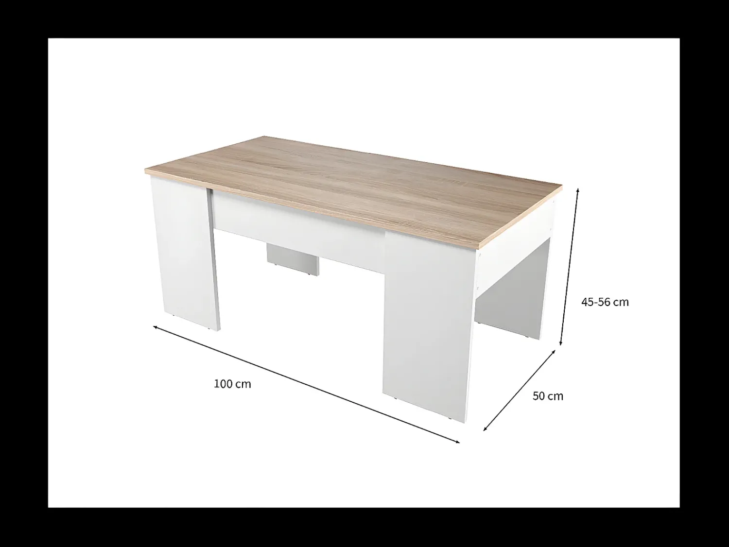 Mesa De Centro|Loungitude Mesa de centro elevatória carvalho canadense Artik 43x102x50cm Branco