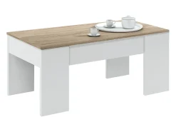 Mesa De Centro|Loungitude Mesa de centro elevatória carvalho canadense Artik 43x102x50cm Branco
