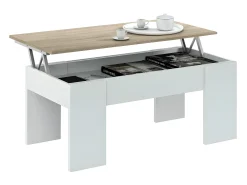 Mesa De Centro|Loungitude Mesa de centro elevatória carvalho canadense Artik 43x102x50cm Branco
