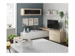 Mesa De Centro|Loungitude Mesa de centro elevatória carvalho canadense Artik 43x102x50cm Branco