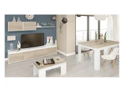 Mesa De Centro|Loungitude Mesa de centro elevatória carvalho canadense Artik 43x102x50cm Branco