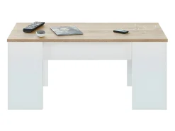 Mesa De Centro|Loungitude Mesa de centro elevatória carvalho canadense Artik 43x102x50cm Branco
