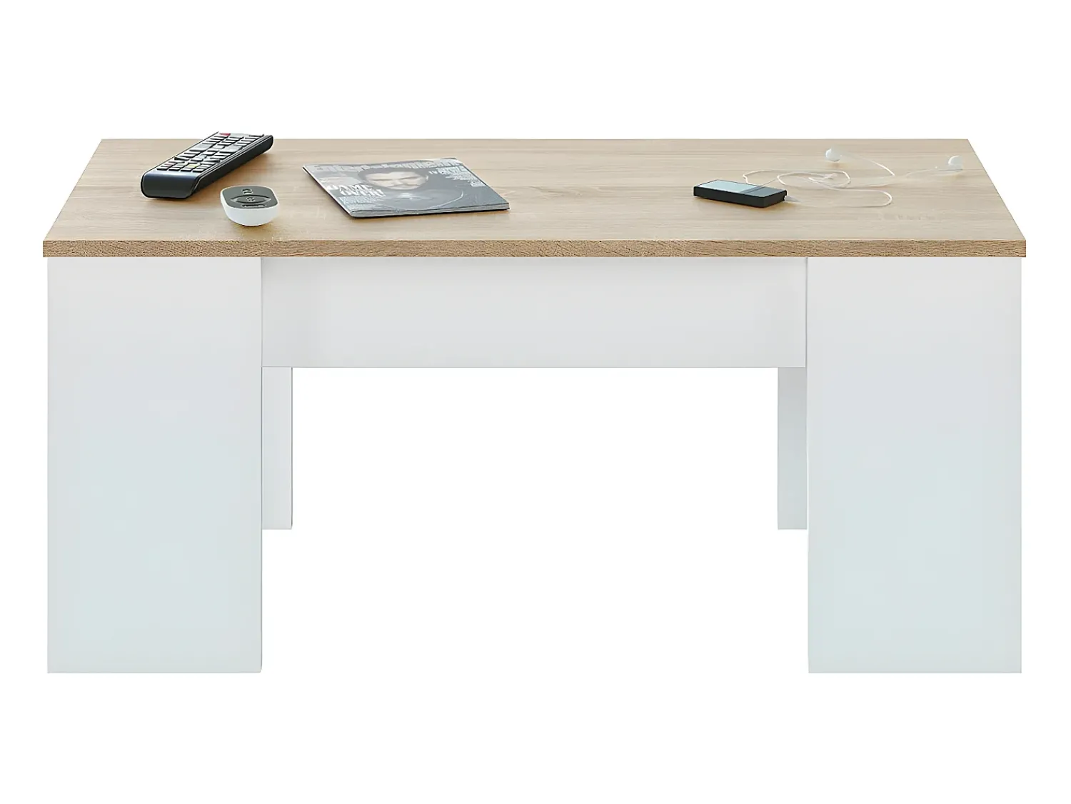 Mesa De Centro|Loungitude Mesa de centro elevatória carvalho canadense Artik 43x102x50cm Branco