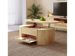 Mesa De Centro*Merax Mesa de centro elevatória - 110 x 55,5 x 40 cm - com prateleira extensível + tampo elevatório - MDF - natural Natural claro