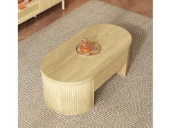 Mesa De Centro*Merax Mesa de centro elevatória - 110 x 55,5 x 40 cm - com prateleira extensível + tampo elevatório - MDF - natural Natural claro
