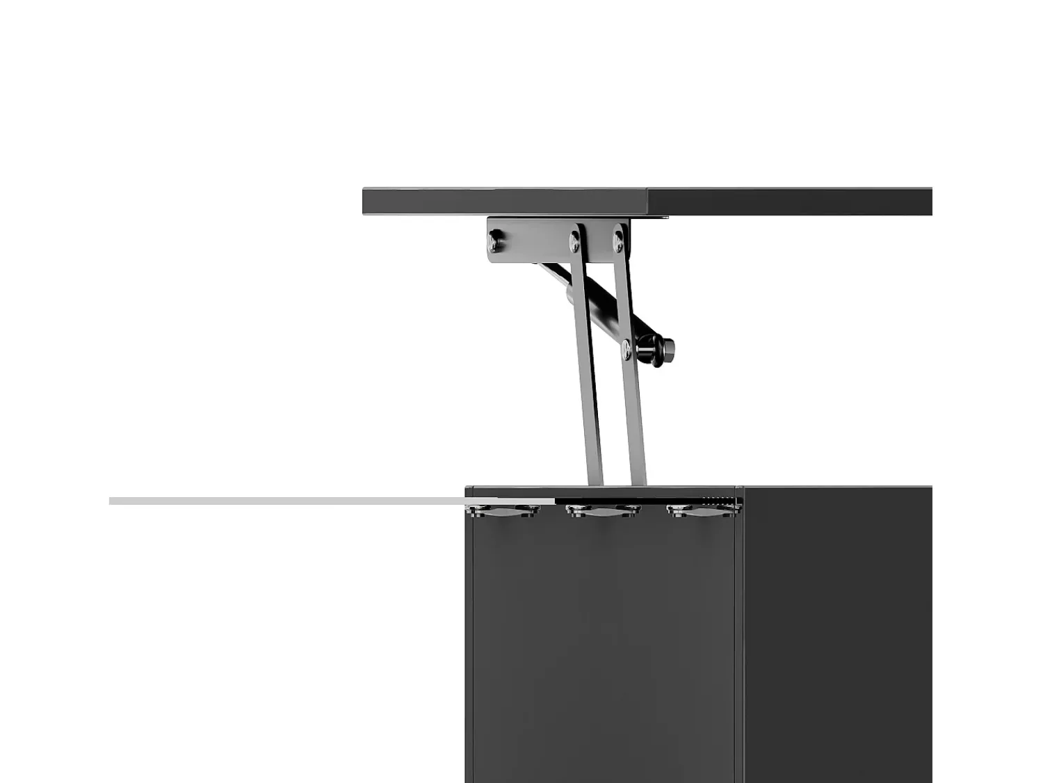 Mesa De Centro|Hauss Spole Mesa de centro elevatória preta com LED, tampo em vidro e arrumação 100x50x33/47,5cm Preto
