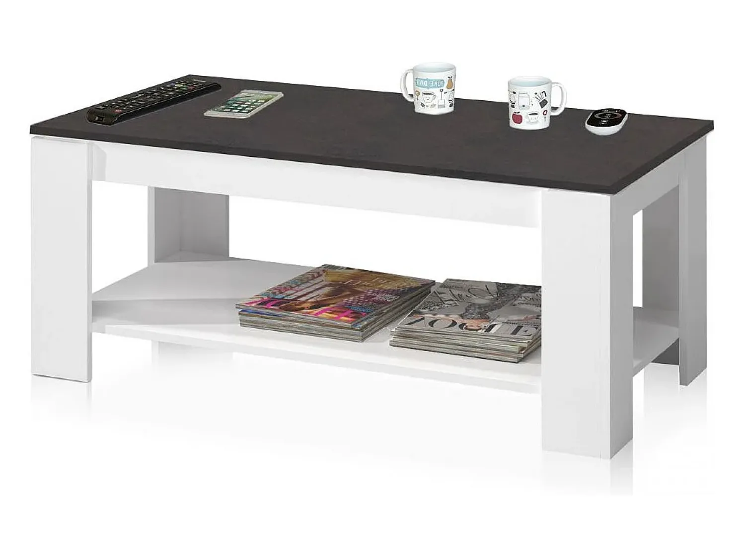 Mesa De Centro|duehome Mesa de centro elevatória Ambit Cinza antracite / Branco