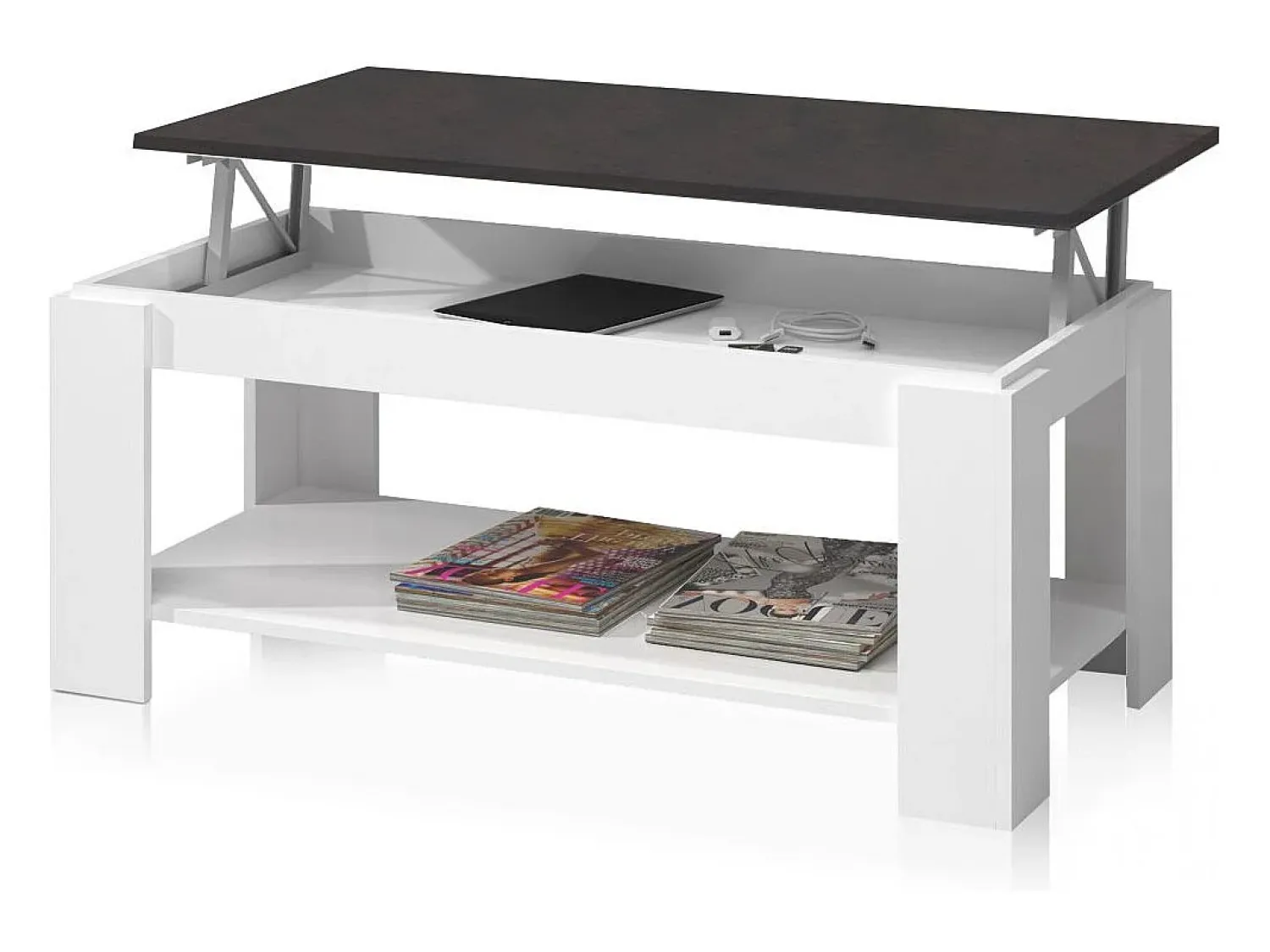 Mesa De Centro|duehome Mesa de centro elevatória Ambit Cinza antracite / Branco