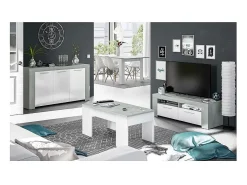 Mesa De Centro|Loungitude Mesa de centro elevatória Artik de cimento branco com pés de melamina, 100x50x45 cm Cinzento