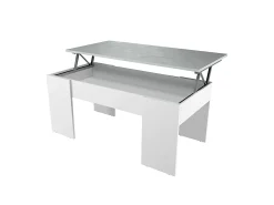 Mesa De Centro|Loungitude Mesa de centro elevatória Artik de cimento branco com pés de melamina, 100x50x45 cm Cinzento