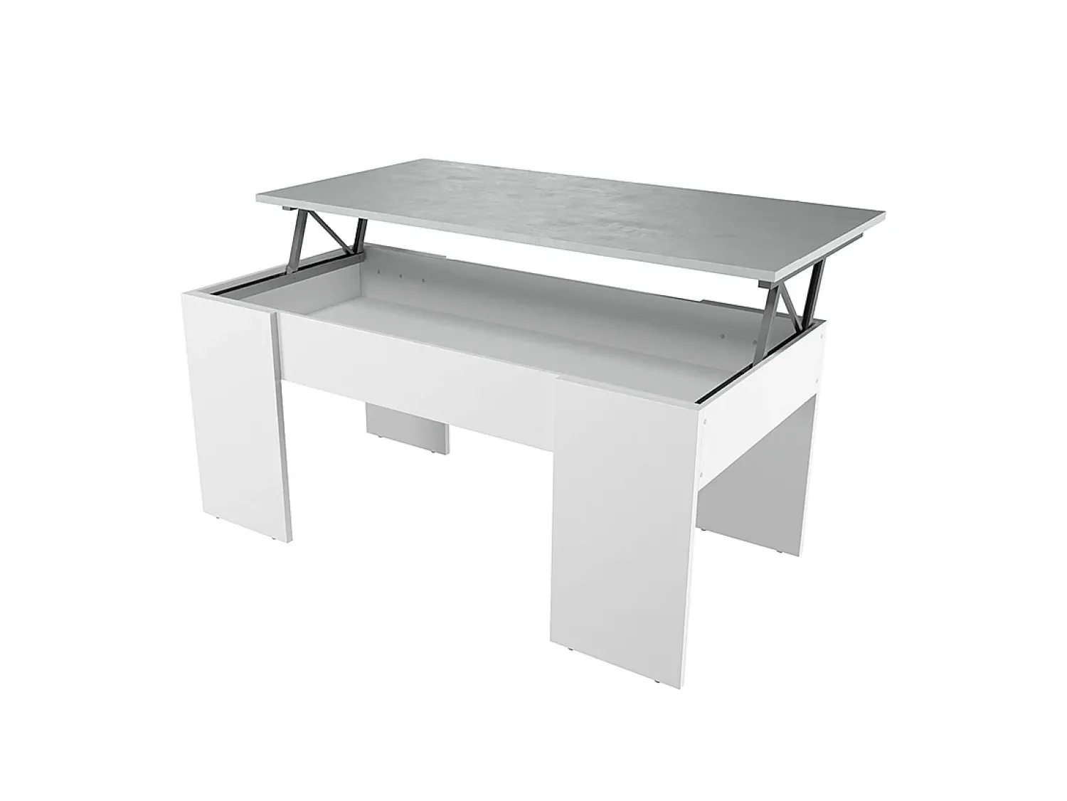 Mesa De Centro|Loungitude Mesa de centro elevatória Artik de cimento branco com pés de melamina, 100x50x45 cm Cinzento