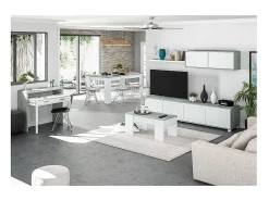 Mesa De Centro|Loungitude Mesa de centro elevatória Artik de cimento branco com pés de melamina, 100x50x45 cm Cinzento