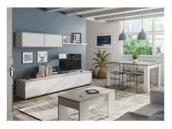 Mesa De Centro|Loungitude Mesa de centro elevatória Artik de cimento branco com pés de melamina, 100x50x45 cm Cinzento
