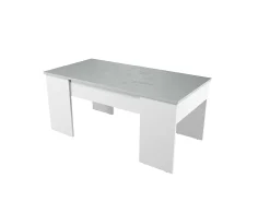 Mesa De Centro|Loungitude Mesa de centro elevatória Artik de cimento branco com pés de melamina, 100x50x45 cm Cinzento